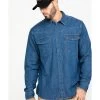 Hawx Men's Stonewashed Denim Snap Long Sleeve Work Shirt 