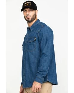 Hawx Men's Stonewashed Denim Snap Long Sleeve Work Shirt  -Hawx 2000283459 400 P3