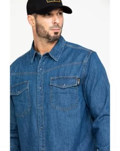 Hawx Men's Stonewashed Denim Snap Long Sleeve Work Shirt  -Hawx 2000283459 400 P4