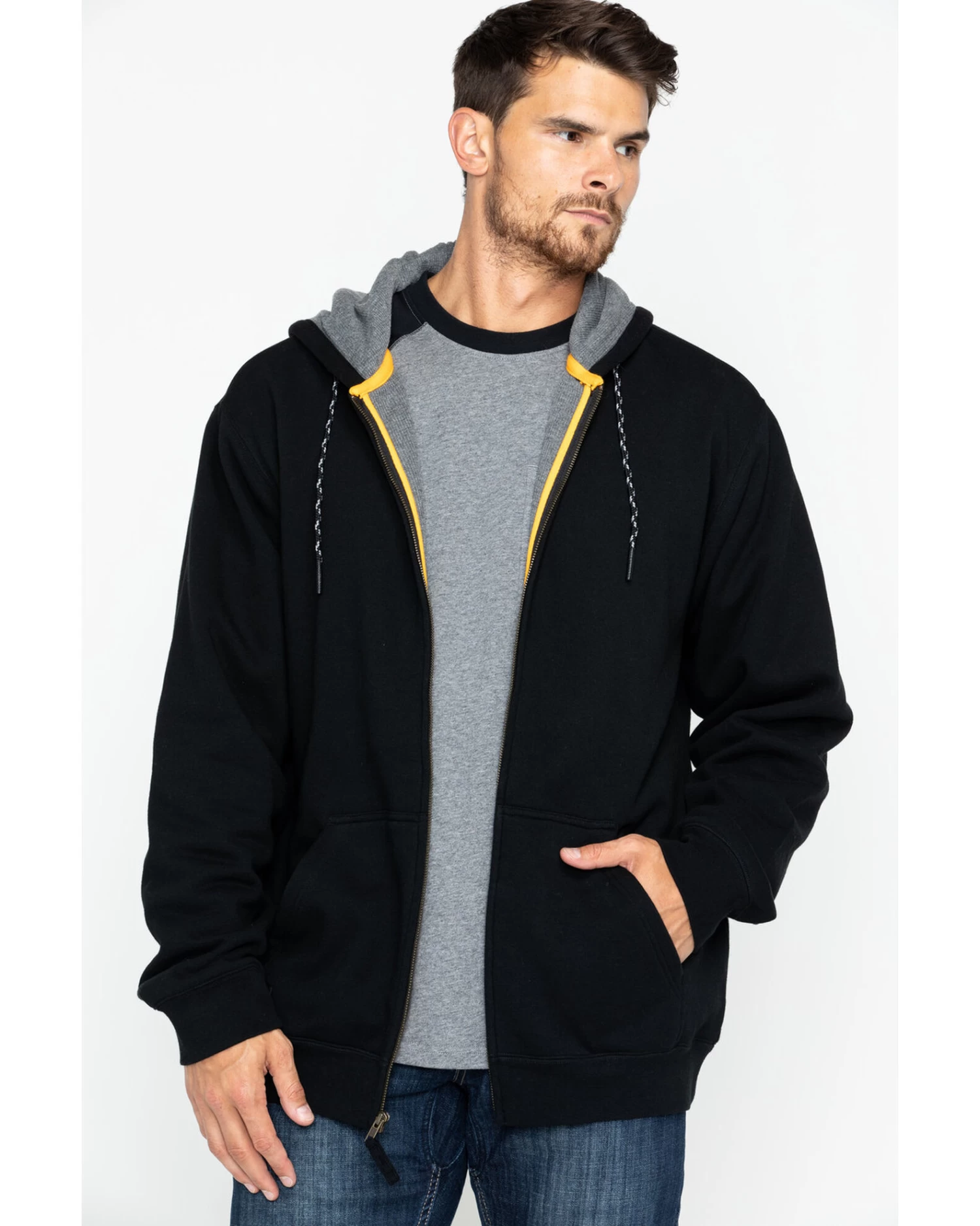 Hawx® Men's Black Zip-Front Thermal Lined Hooded Jacket - Big 1 Hawx® Men's Black Zip-Front Thermal Lined Hooded Jacket - Big