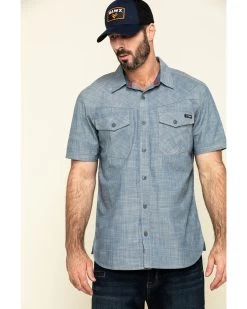 Hawx 43 Hawx Men's Rancho Chambray Solid Short Sleeve Work ShirtĀ