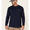 Hawx Men's Navy Original Logo Crew Long Sleeve Work T-Shirt 