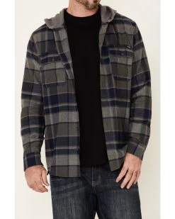 Hawx Men's Dark Gray Townsend Plaid Hooded Long Sleeve Flannel Work Shirt -Hawx 2000325323 021 P3