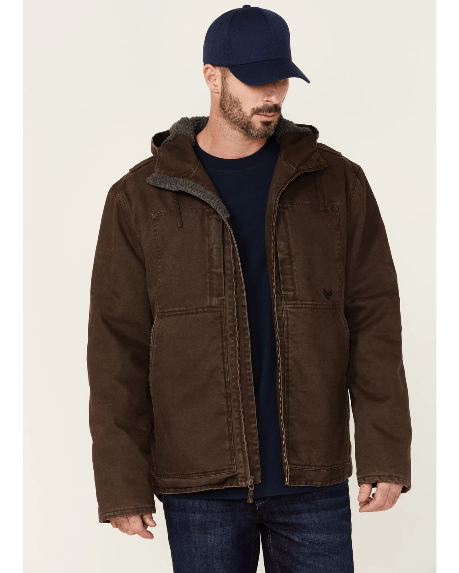 Hawx Men's Brown Castile Weathered Duck Hooded Zip-Front Insulated Work Jacket 1 Hawx Men's Brown Castile Weathered Duck Hooded Zip-Front Insulated Work Jacket