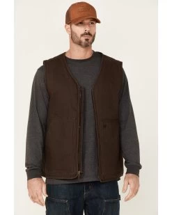 Hawx Men's Brown Weathered Canvas Zip-Front Sherpa Lined Work Vest -Hawx 2000351541 200 P1