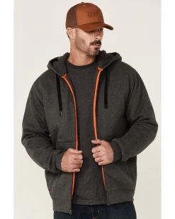 Hawx Men's Charcoal Sherpa-Lined Zip-Front Hooded Work Jacket 
