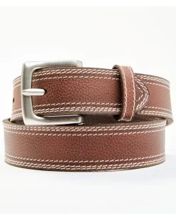 Hawx Men's Brown Triple Contrast Stitch Leather Work Belt