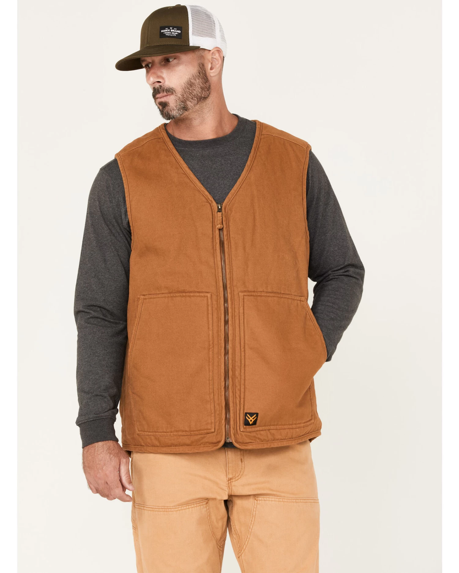 Hawx Men's Weathered Canvas Sherpa Lined Vest 2 Hawx Men's Weathered Canvas Sherpa Lined Vest - Image 2