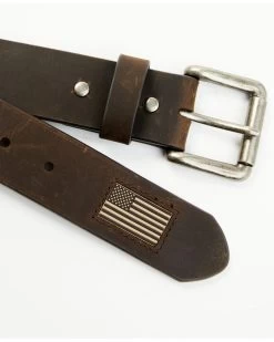 Hawx Men's Brown Flag Tip Casual Leather Belt
